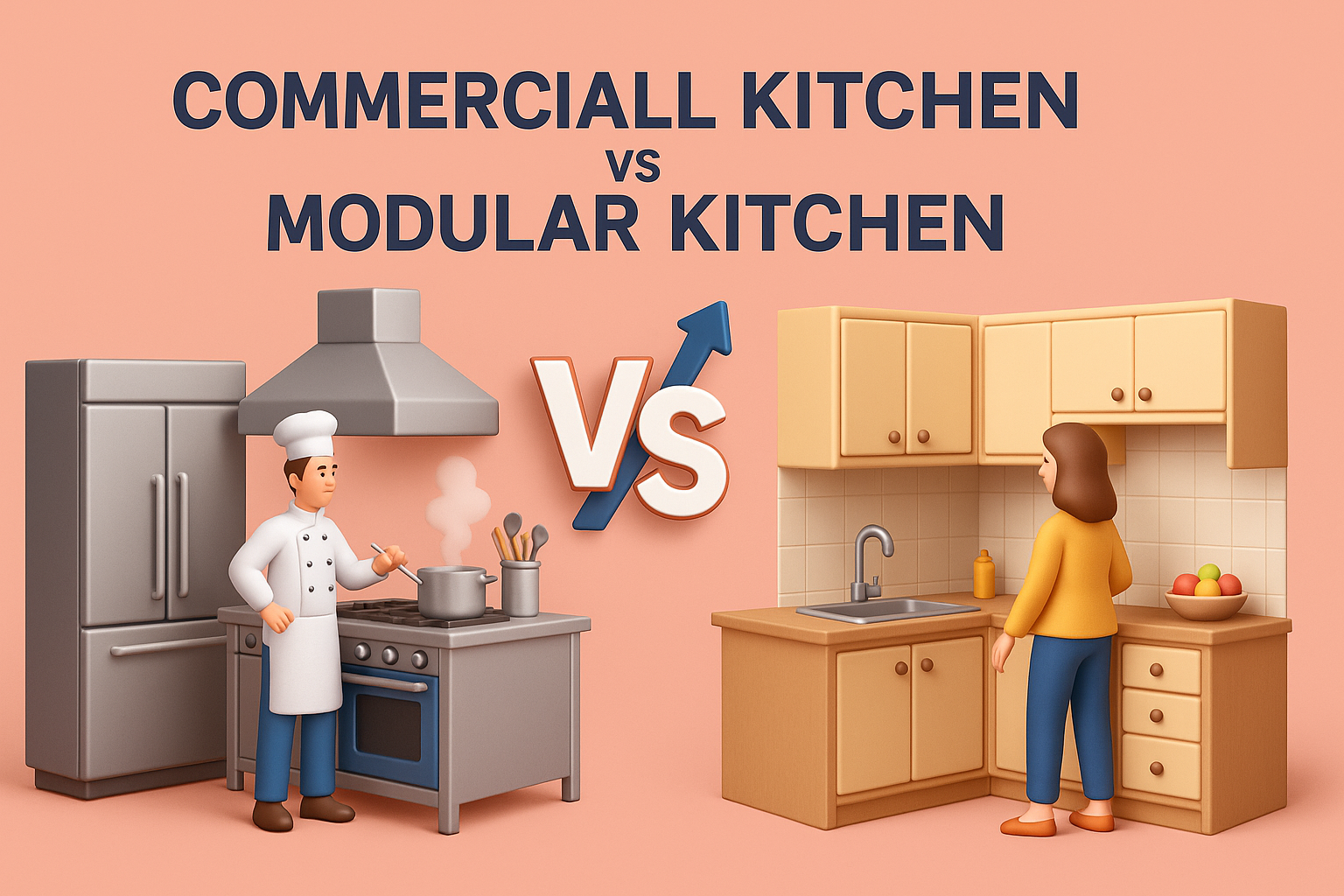 Commercial Kitchen vs Modular Kitchen: Which One is Right for You? 🏢