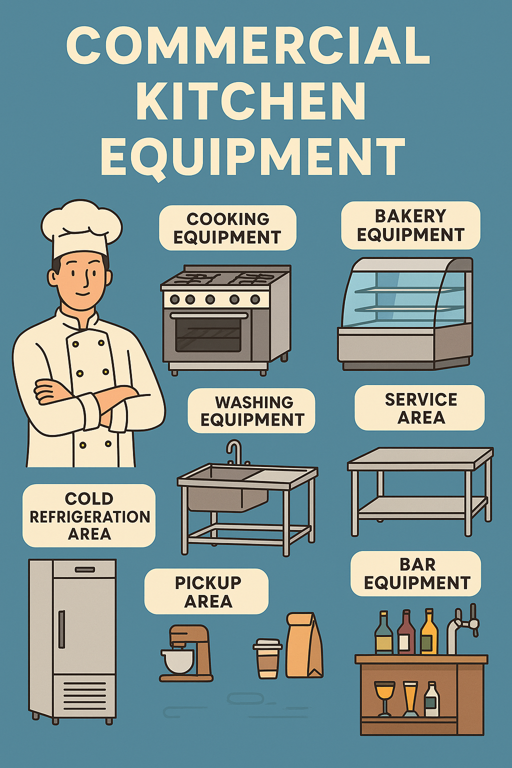 Complete Guide to Commercial Kitchen Equipment: Cooking, Washing, Bakery, Display & More! 🔥