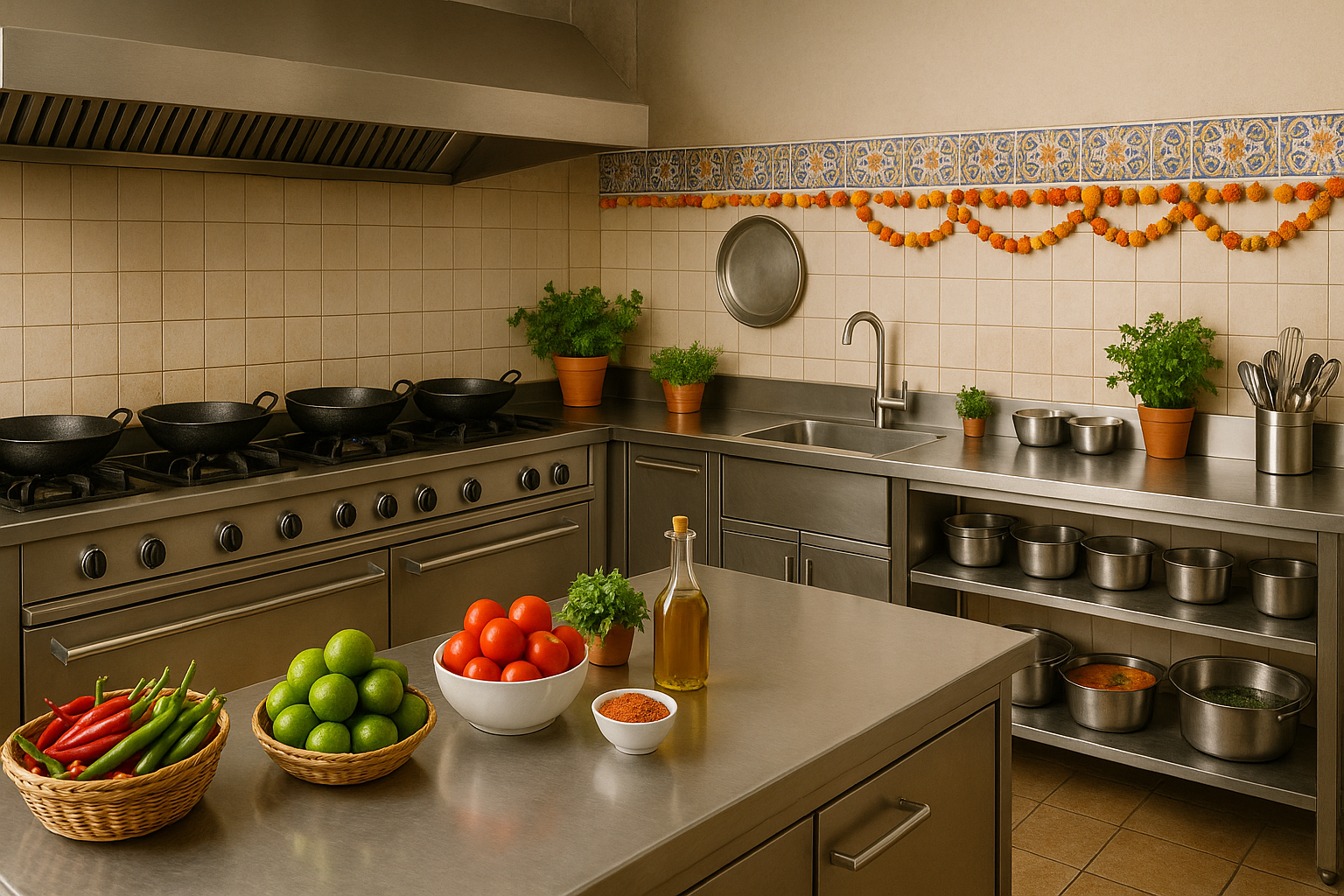 After Cleaning: Hygienic Commercial Kitchen